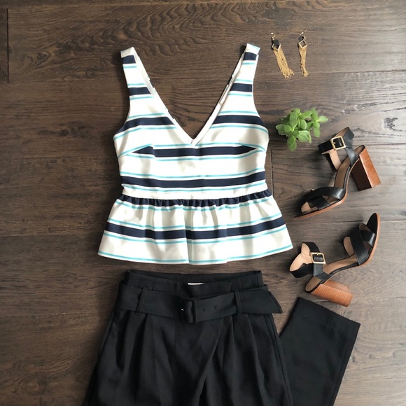3/$30🌻ZARA Striped Peplum Top - Picture 2 of 9